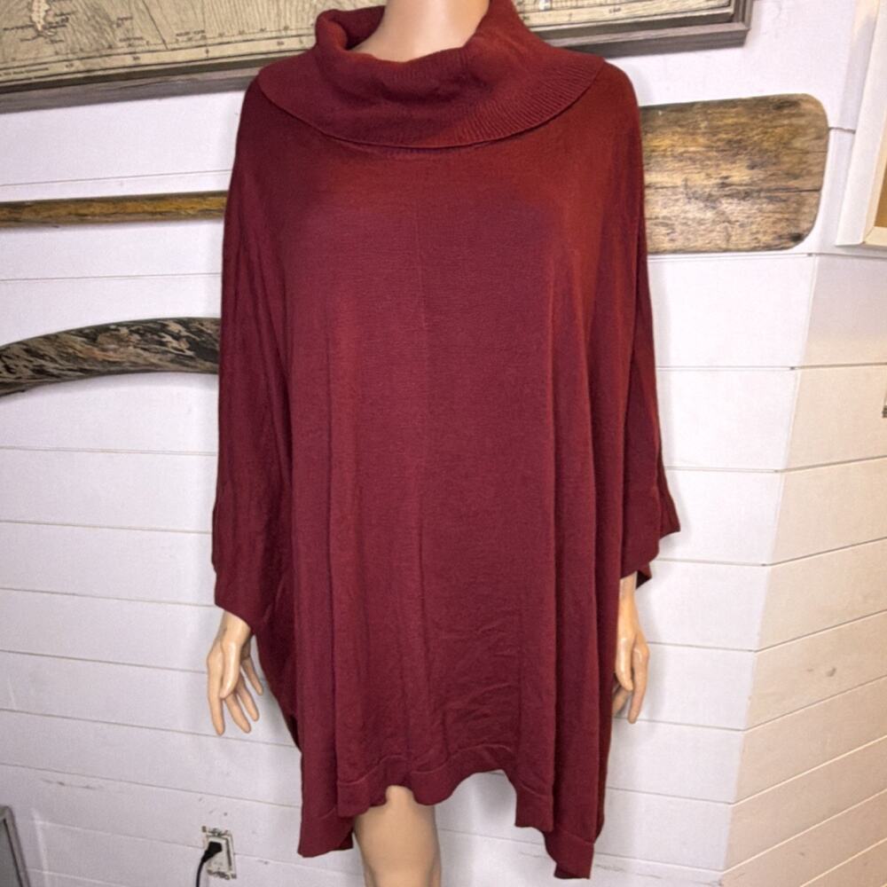 croft & barrow pullover sweater cabernet cowl neck poncho 2x/3x plus